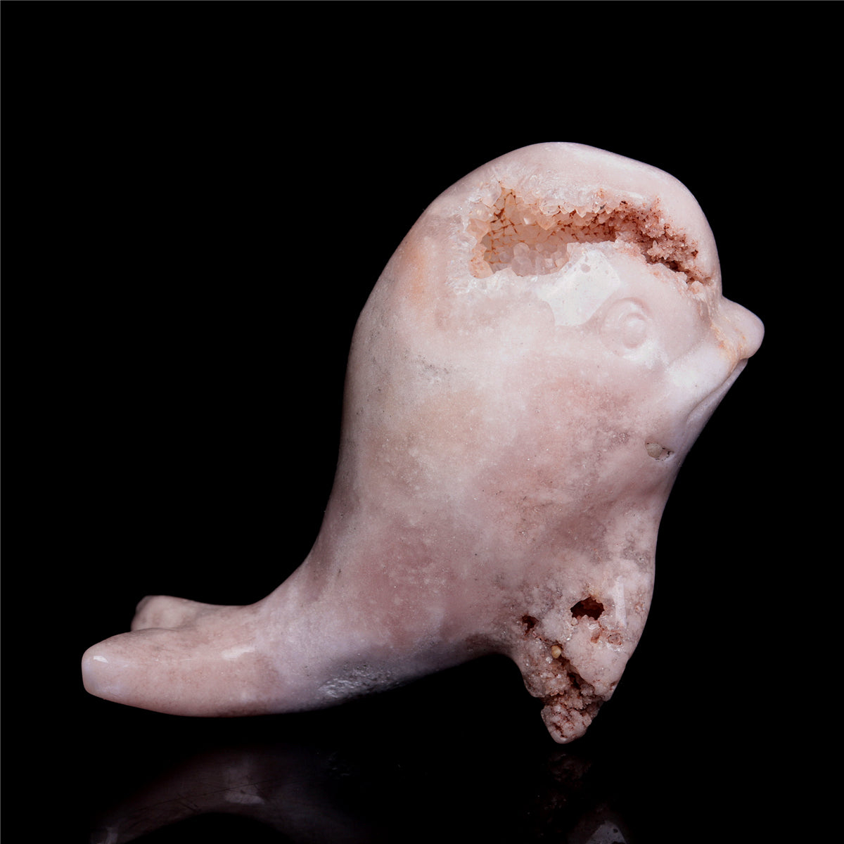 4" Pink Amethyst Crystal Whale Figurine Quartz Animal Carvings
