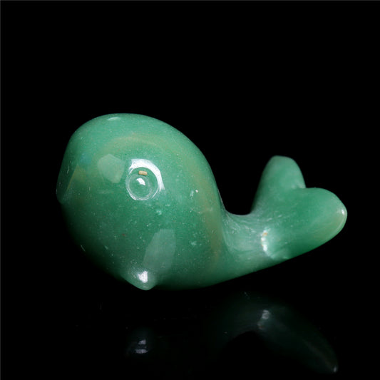 3" Green Aventurine Crystal Whale Figurine Decor