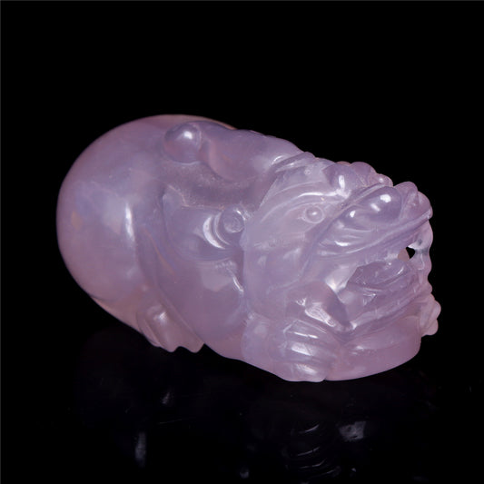 4" Fluorite Crystal Pixiu Figurine Quartz Animal Carvings