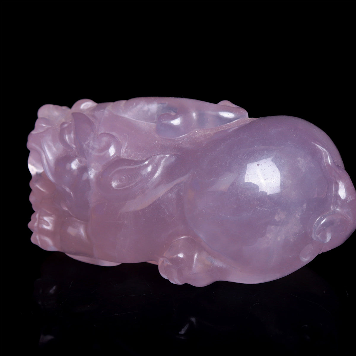 4" Fluorite Crystal Pixiu Figurine Quartz Animal Carvings
