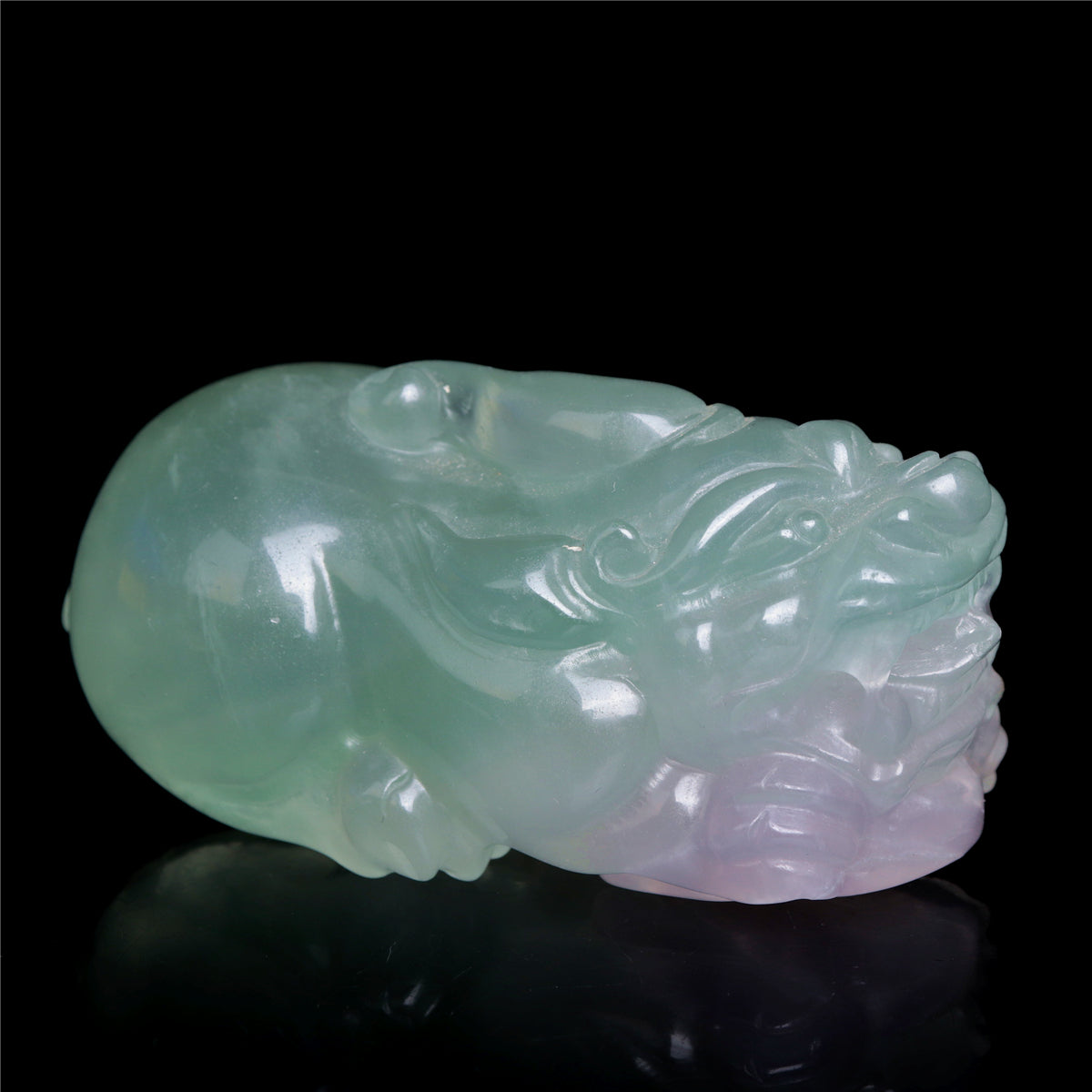 4" Fluorite Crystal Pixiu Figurine Quartz Animal Carvings