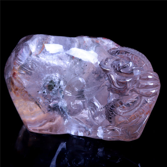 5" Garden Quartz Dragon Figurine Animal Carvings