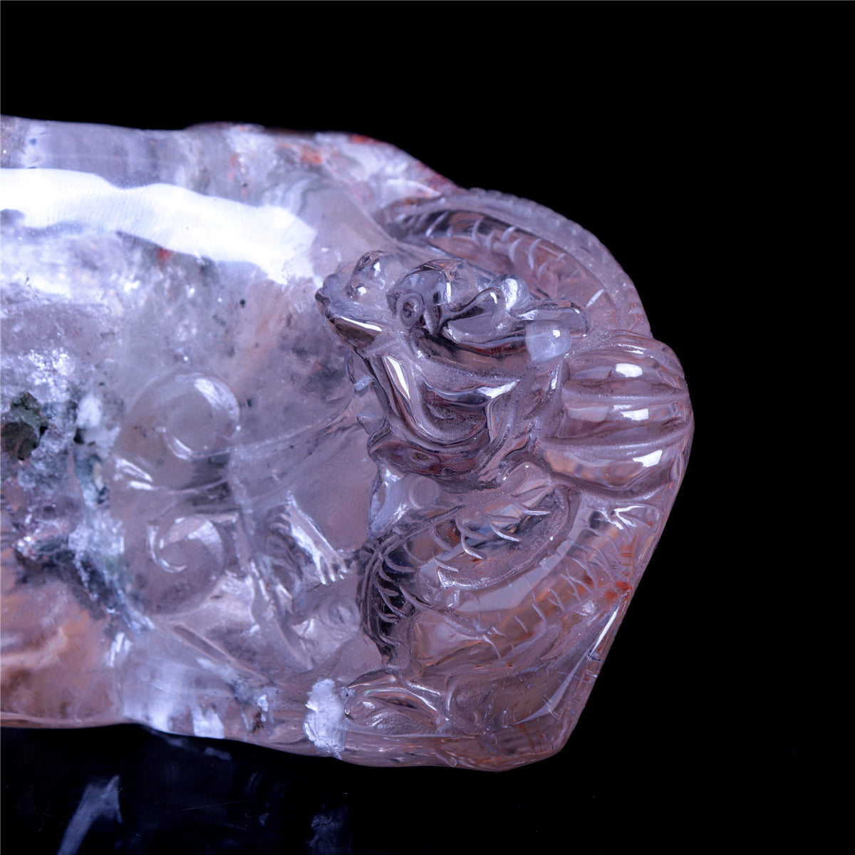 5" Garden Quartz Dragon Figurine Animal Carvings