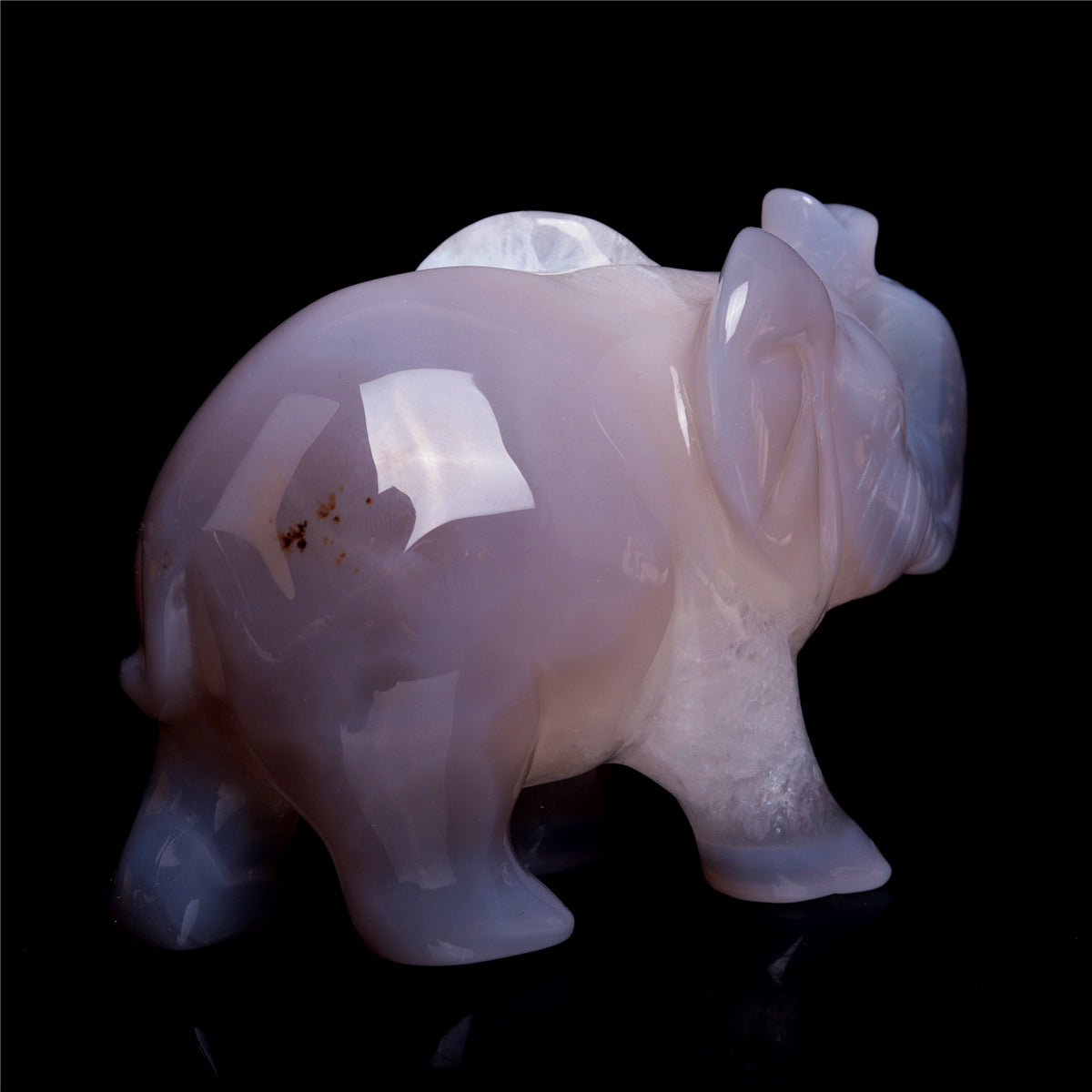 4.5" Druzy Agate Crystal Elephant Figurine Quartz Animal Carvings