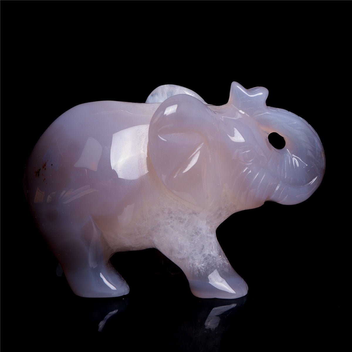 4.5" Druzy Agate Crystal Elephant Figurine Quartz Animal Carvings
