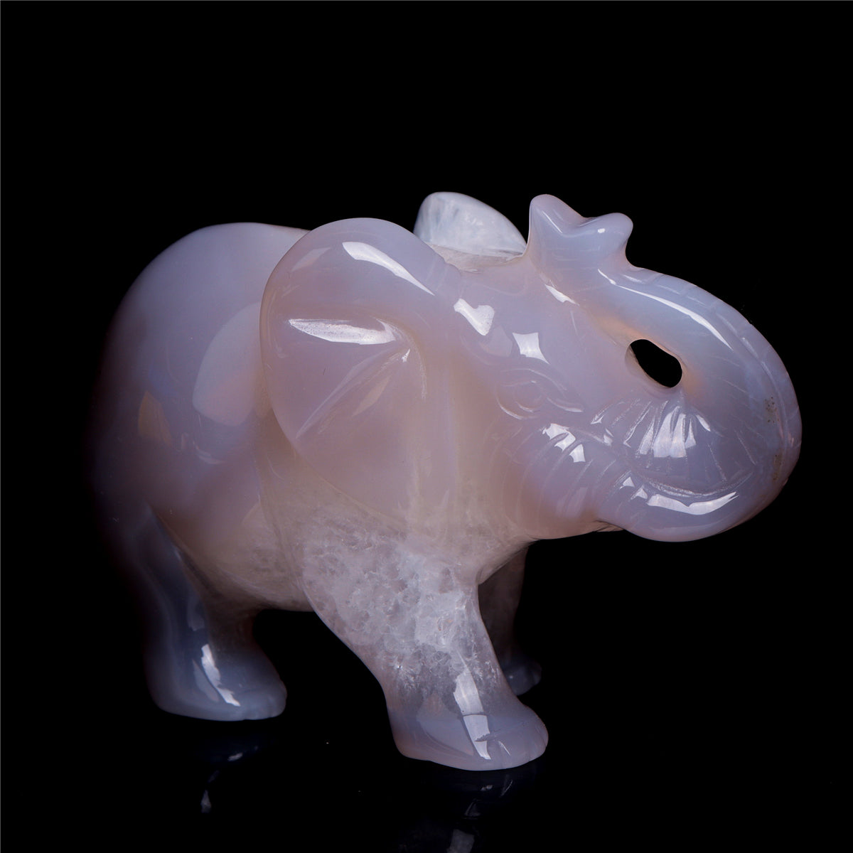 4.5" Druzy Agate Crystal Elephant Figurine Quartz Animal Carvings