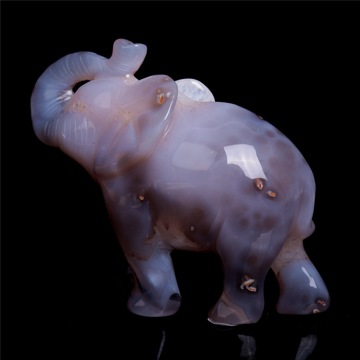 4.5" Druzy Agate Crystal Elephant Figurine Quartz Animal Carvings
