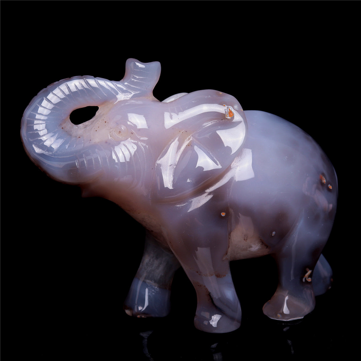 4.5" Druzy Agate Crystal Elephant Figurine Quartz Animal Carvings