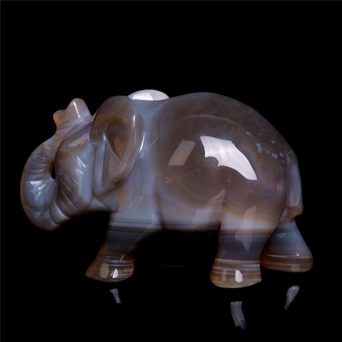 3.5" Druzy Agate Crystal Elephant Figurine Quartz Animal Carvings
