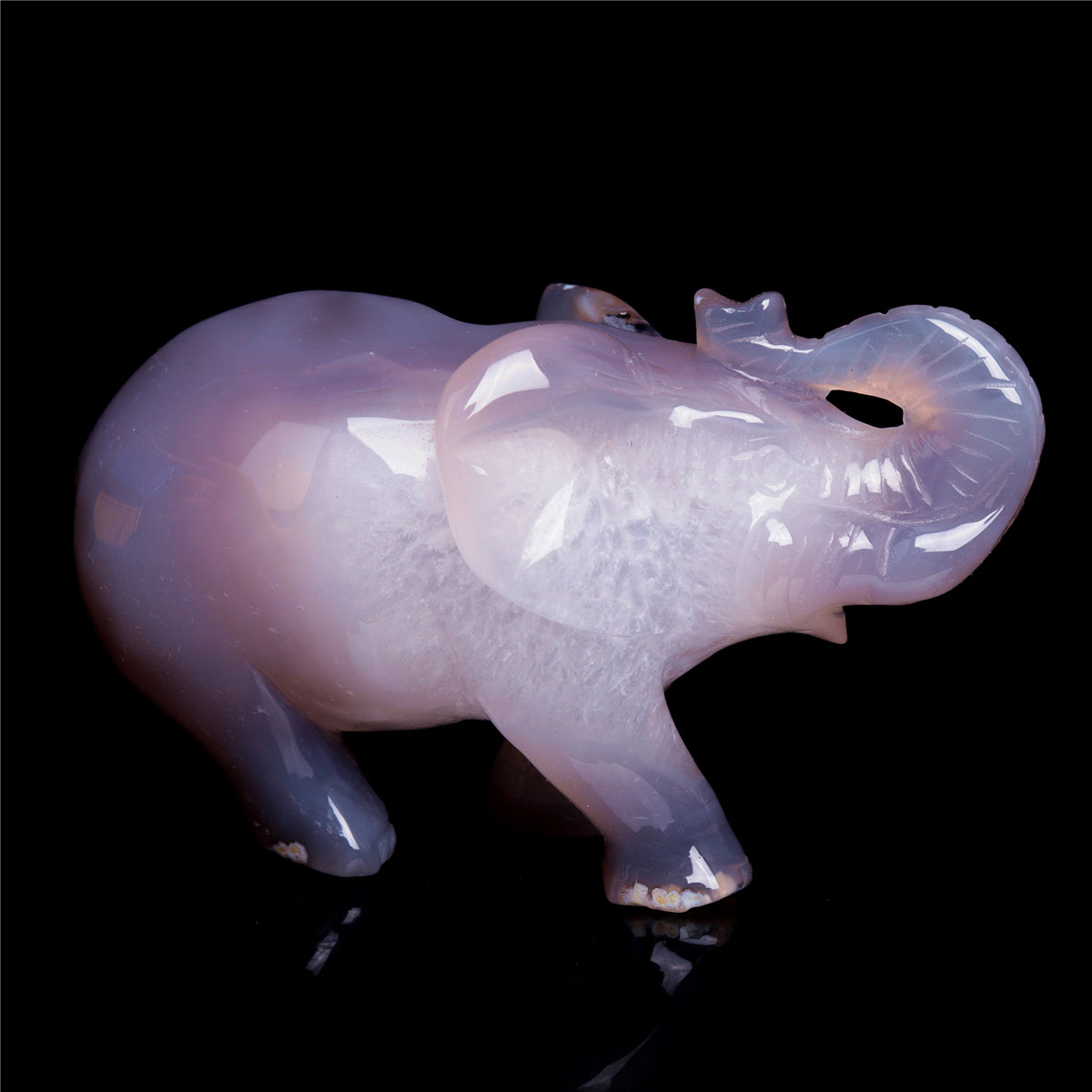 4.5" Druzy Agate Crystal Elephant Figurine Quartz Animal Carvings