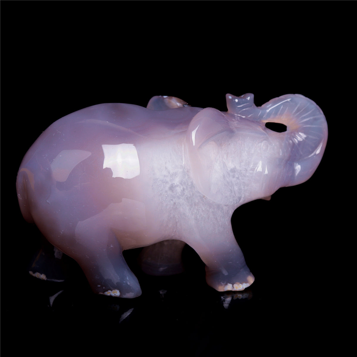 4.5" Druzy Agate Crystal Elephant Figurine Quartz Animal Carvings