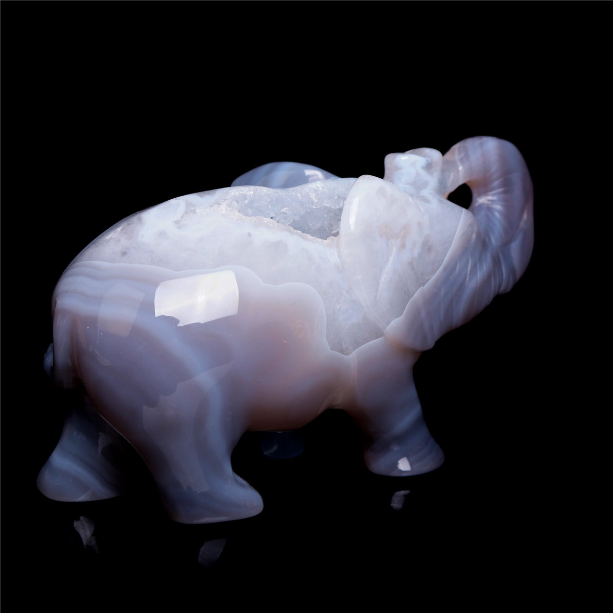 4.5" Druzy Agate Crystal Elephant Figurine Quartz Animal Carvings