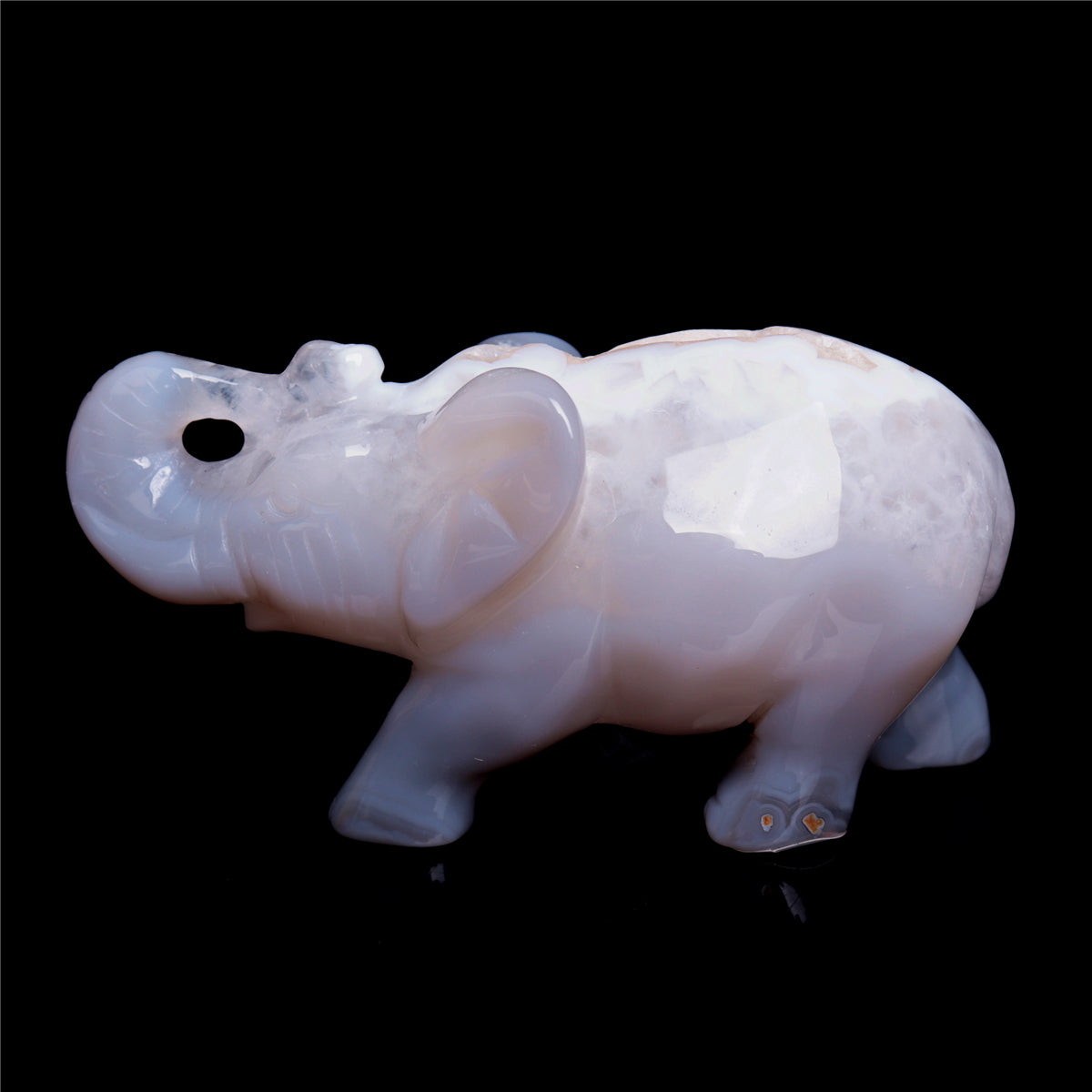4" Druzy Agate Crystal Elephant Figurine Quartz Animal Carvings