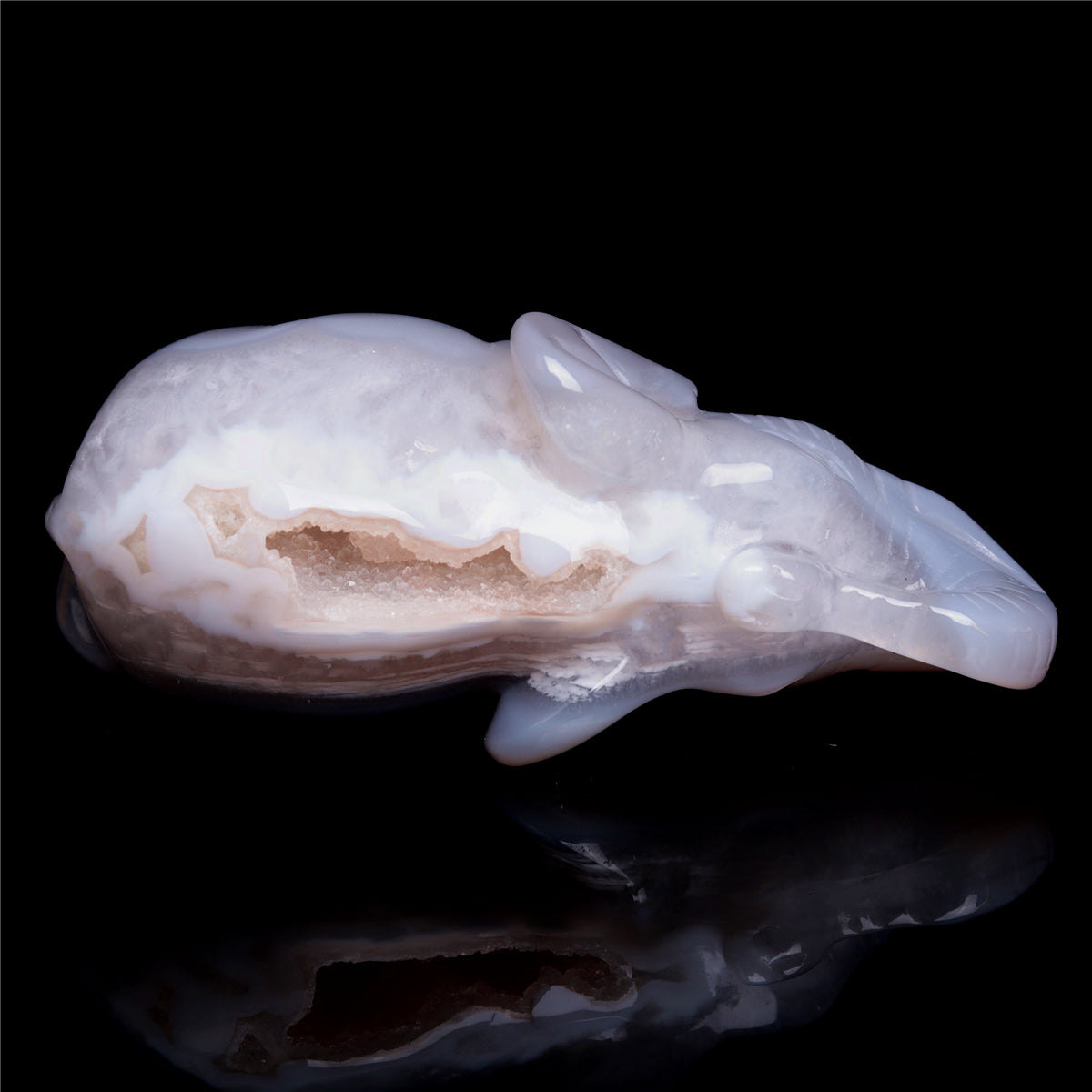 4" Druzy Agate Crystal Elephant Figurine Quartz Animal Carvings