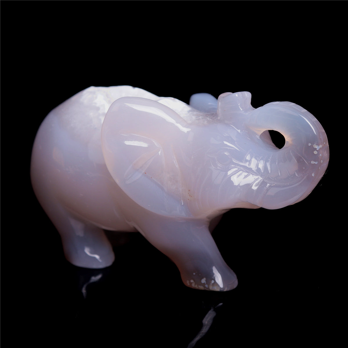 4" Druzy Agate Crystal Elephant Figurine Quartz Animal Carvings