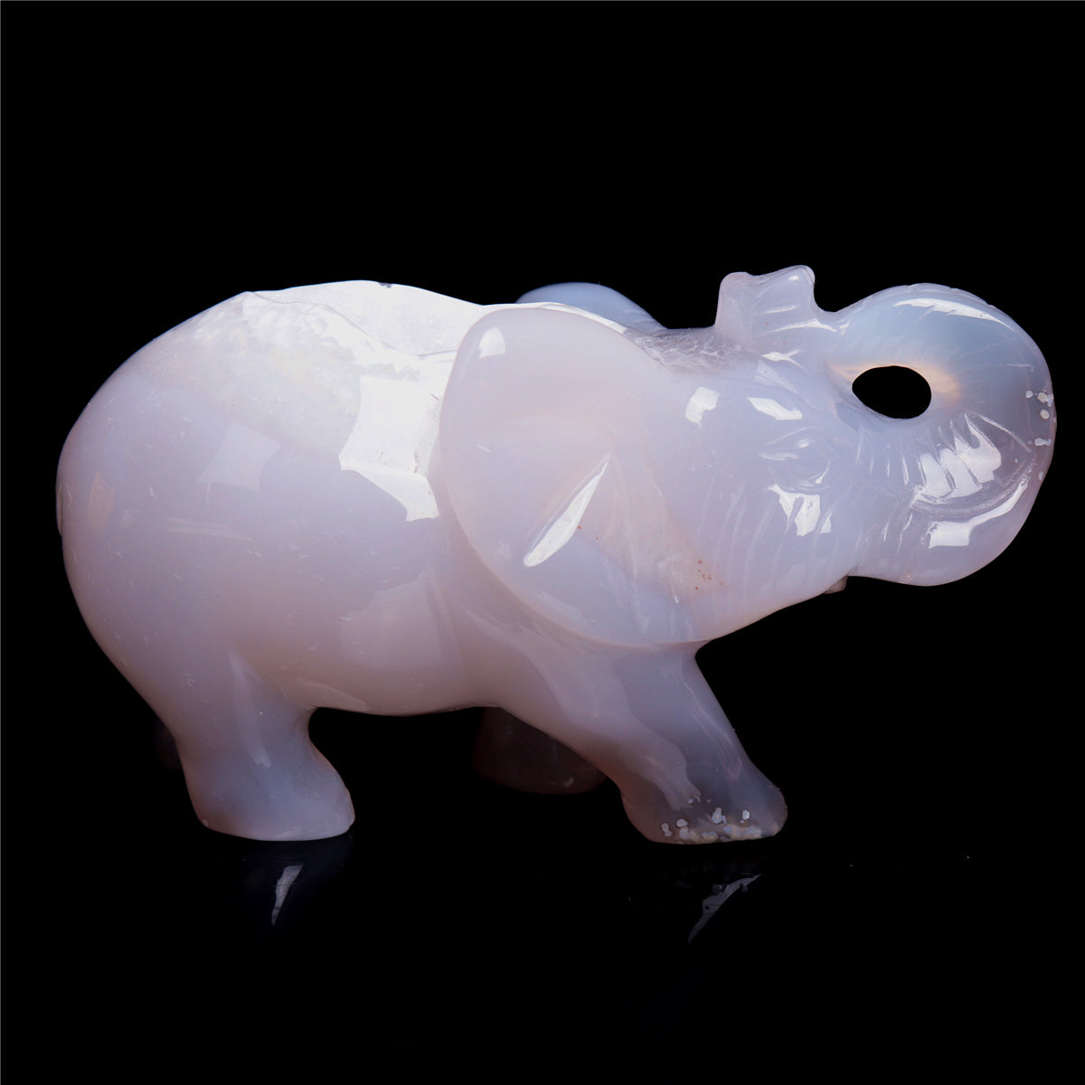 4" Druzy Agate Crystal Elephant Figurine Quartz Animal Carvings