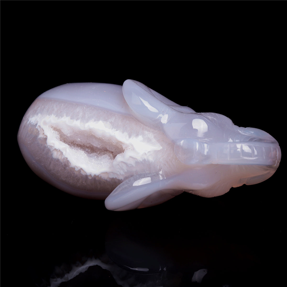 4" Druzy Agate Crystal Elephant Figurine Quartz Animal Carvings