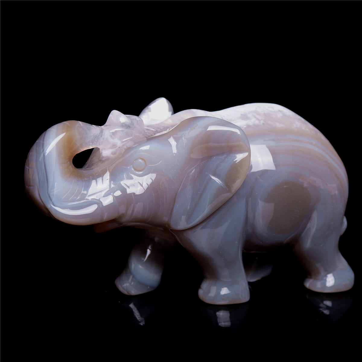 5" Druzy Agate Crystal Elephant Figurine Quartz Animal Carvings