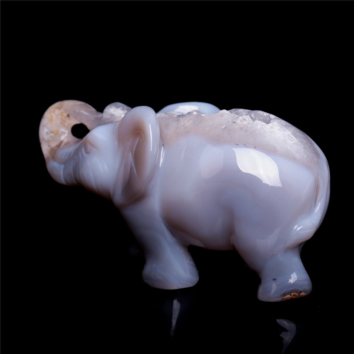 3.5" Druzy Agate Crystal Elephant Figurine Quartz Animal Carvings