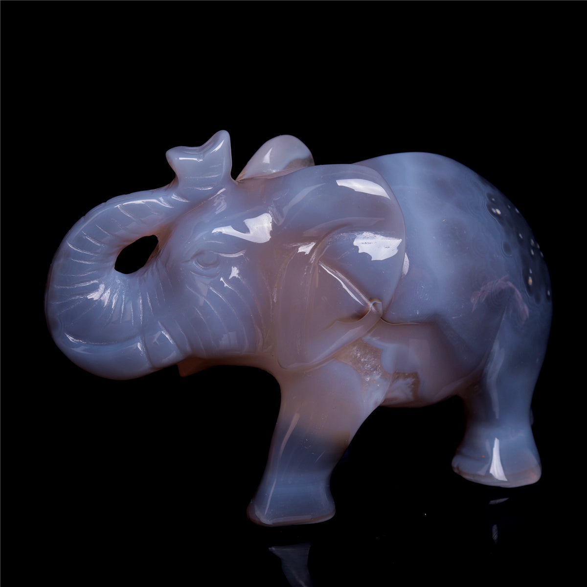 4" Druzy Agate Crystal Elephant Figurine Quartz Animal Carvings