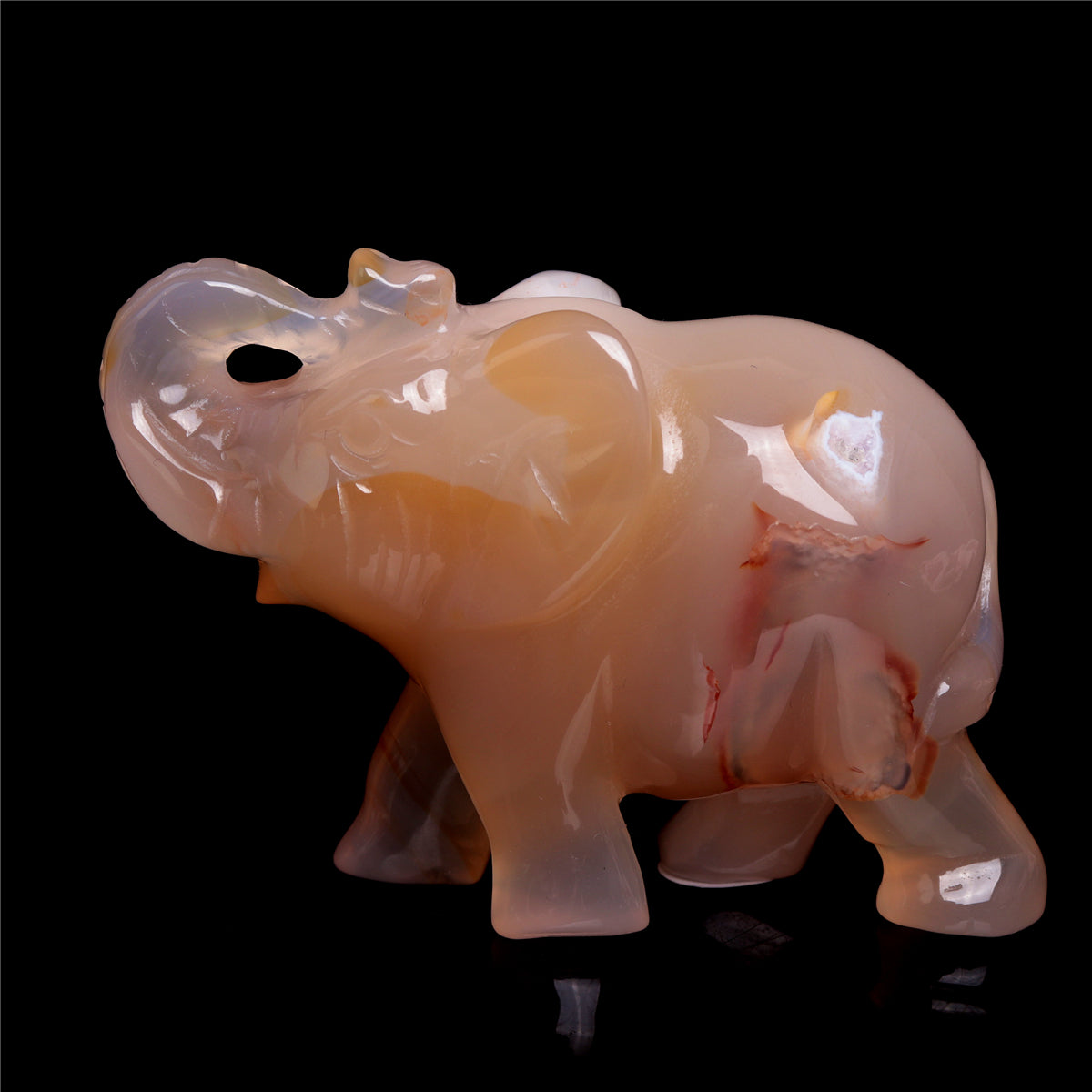 3" Druzy Agate Crystal Elephant Figurine Quartz Animal Carvings