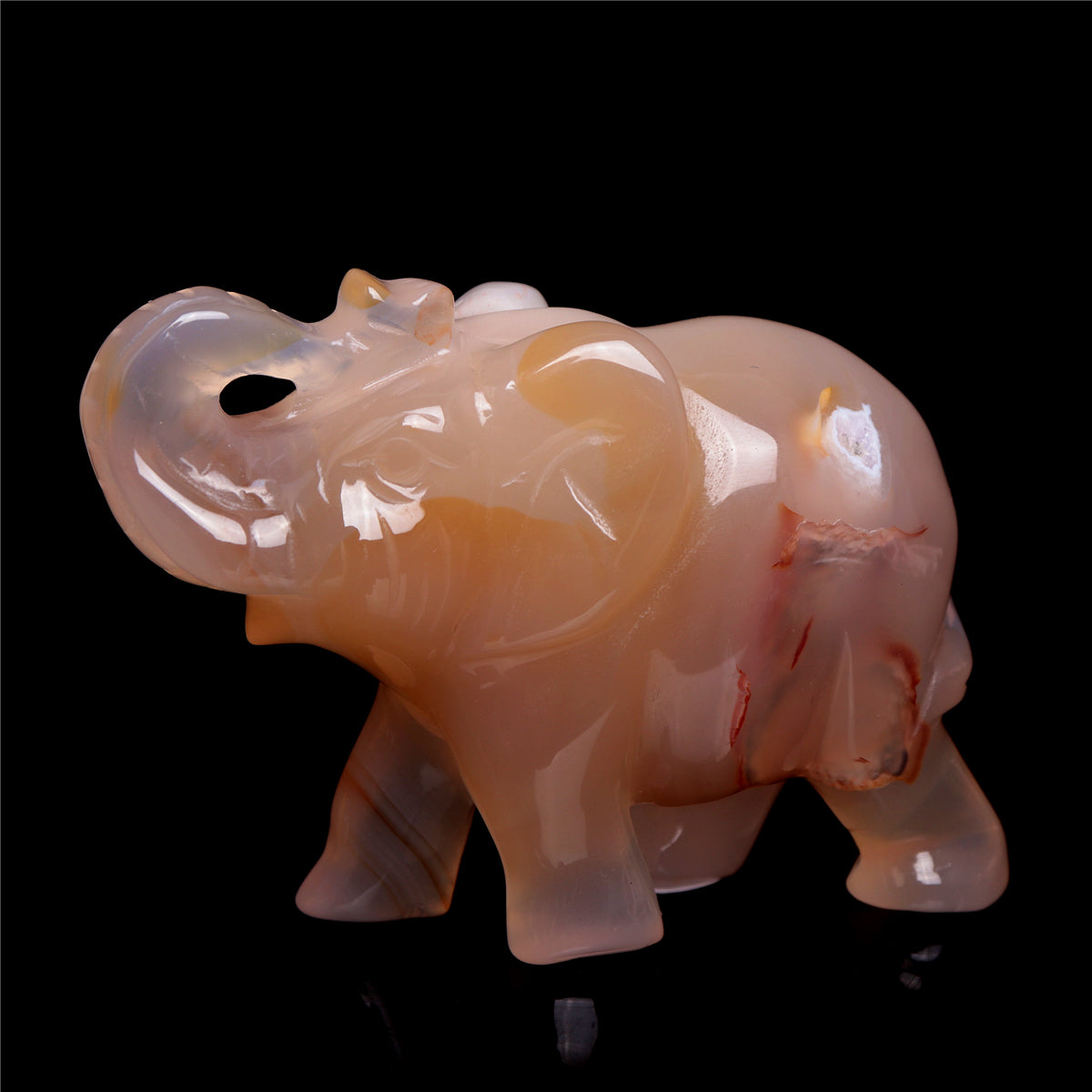 3" Druzy Agate Crystal Elephant Figurine Quartz Animal Carvings