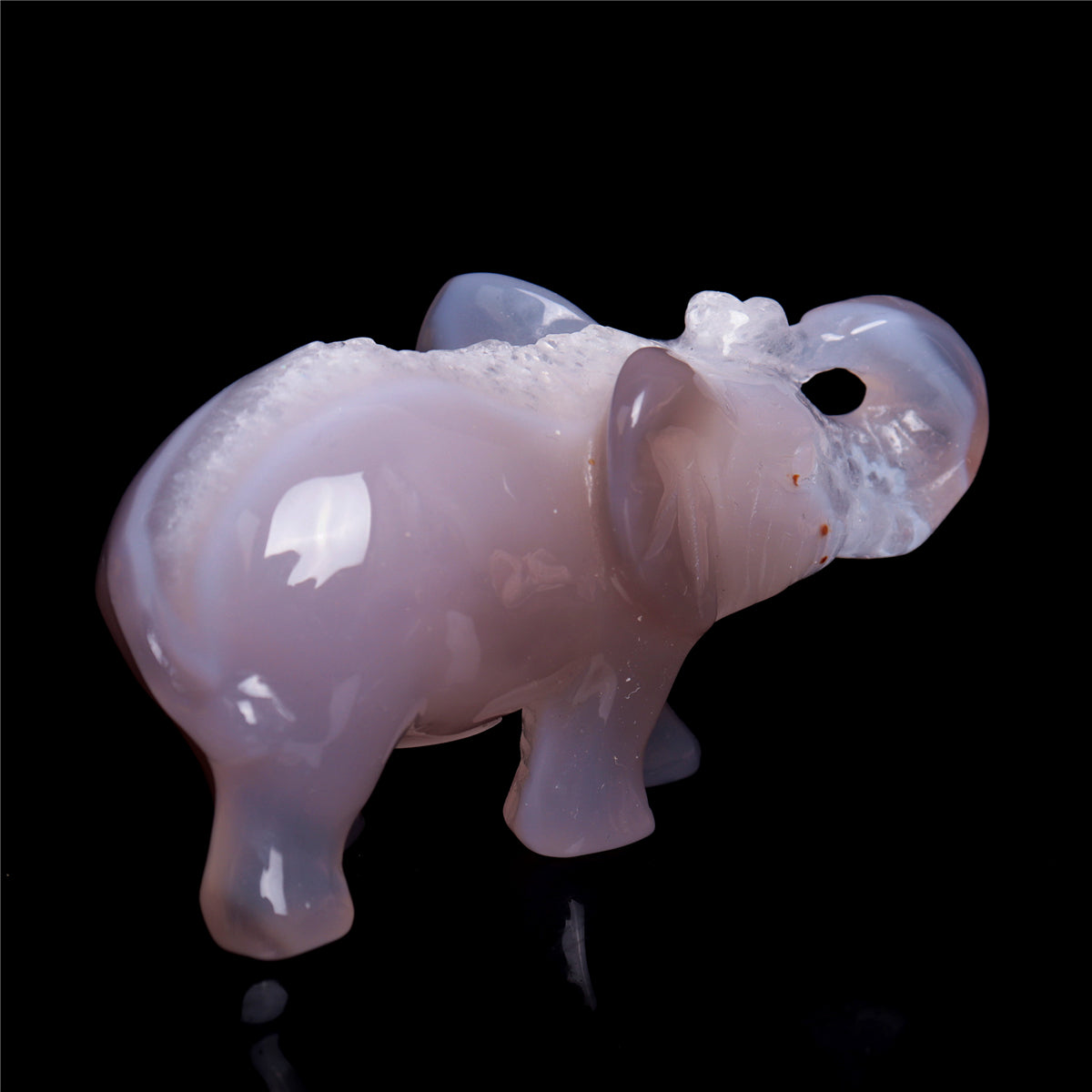 3.5" Druzy Agate Crystal Elephant Figurine Quartz Animal Carvings