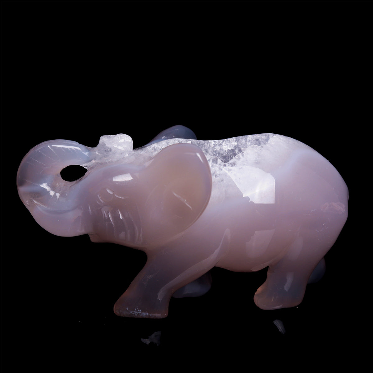3.5" Druzy Agate Crystal Elephant Figurine Quartz Animal Carvings