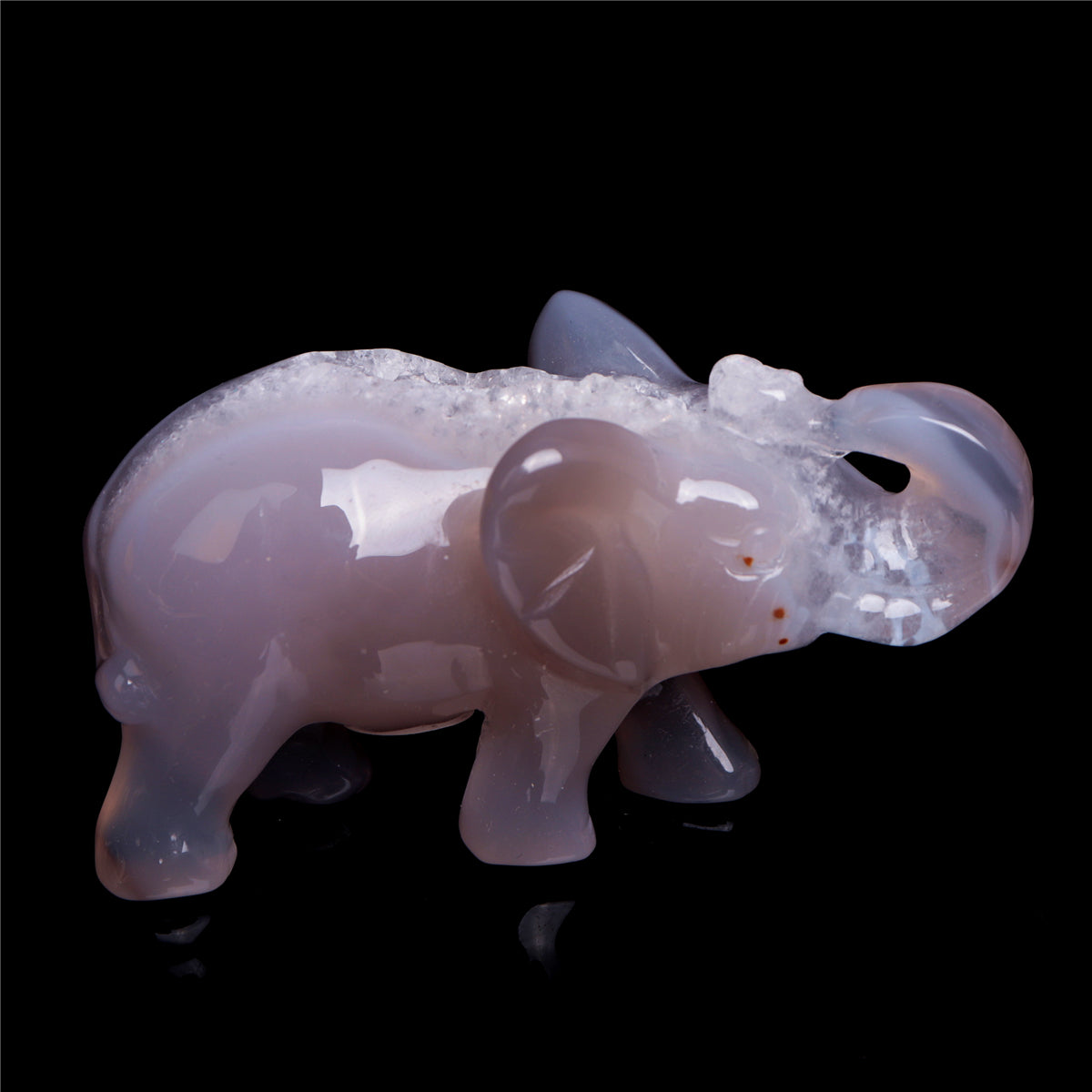 3.5" Druzy Agate Crystal Elephant Figurine Quartz Animal Carvings