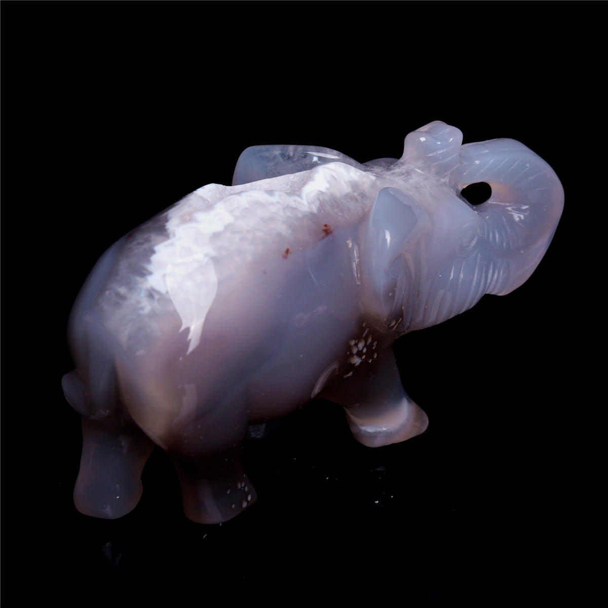 4" Druzy Agate Crystal Elephant Figurine Quartz Animal Carvings