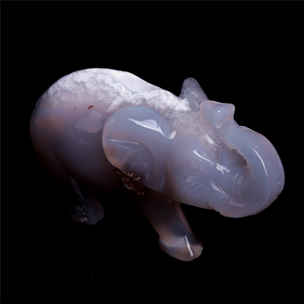 4" Druzy Agate Crystal Elephant Figurine Quartz Animal Carvings