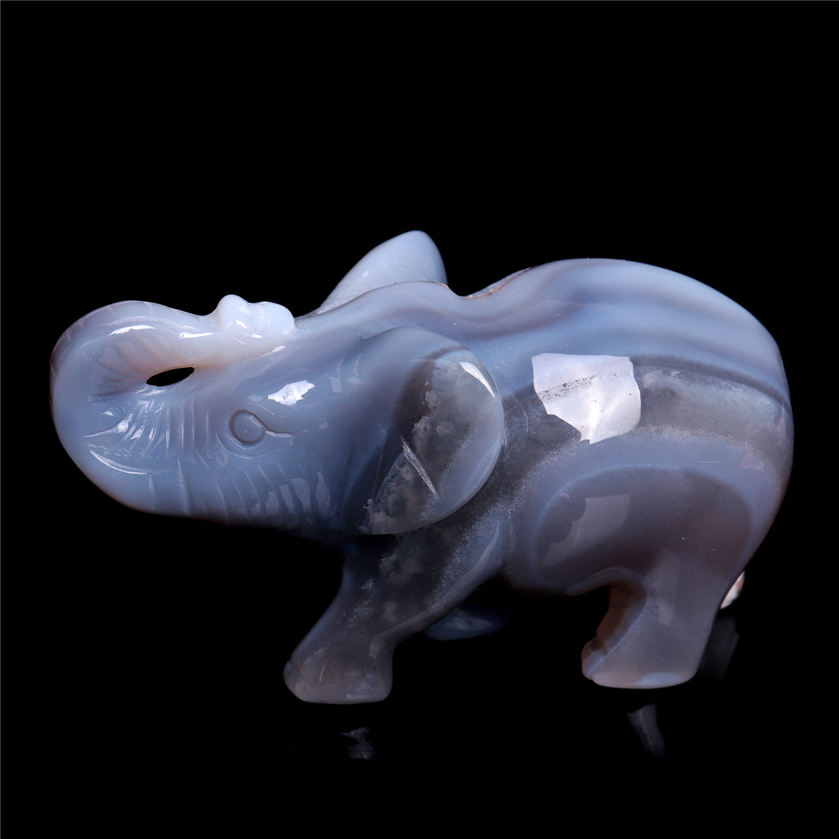 3.5" Druzy Agate Crystal Elephant Figurine Quartz Animal Carvings