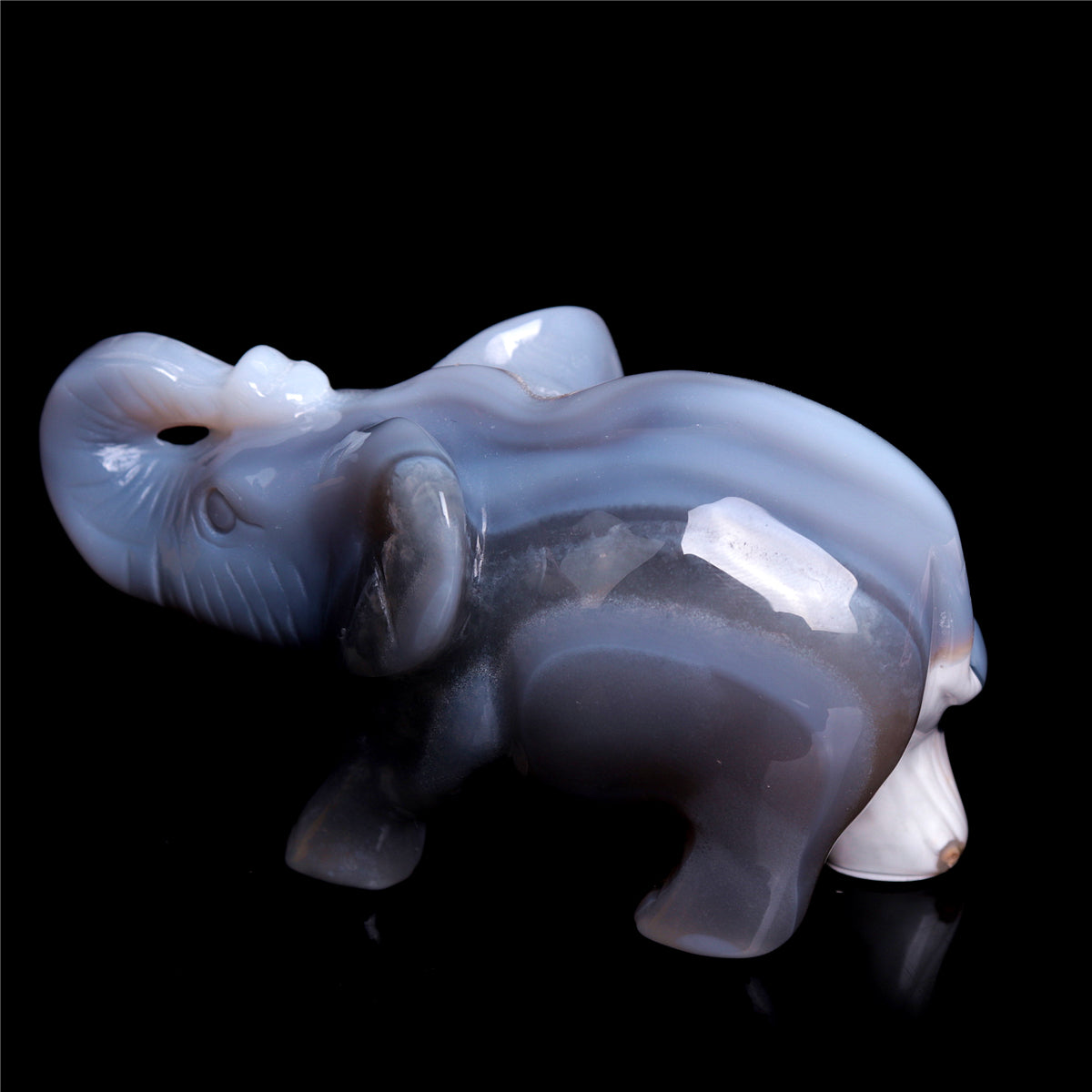 3.5" Druzy Agate Crystal Elephant Figurine Quartz Animal Carvings