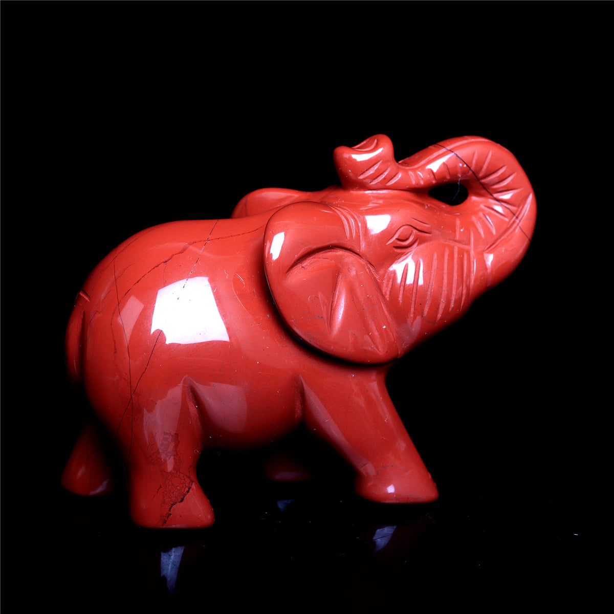 3.5" Red Jasper Crystal Elephant Figurine Quartz Animal Carvings
