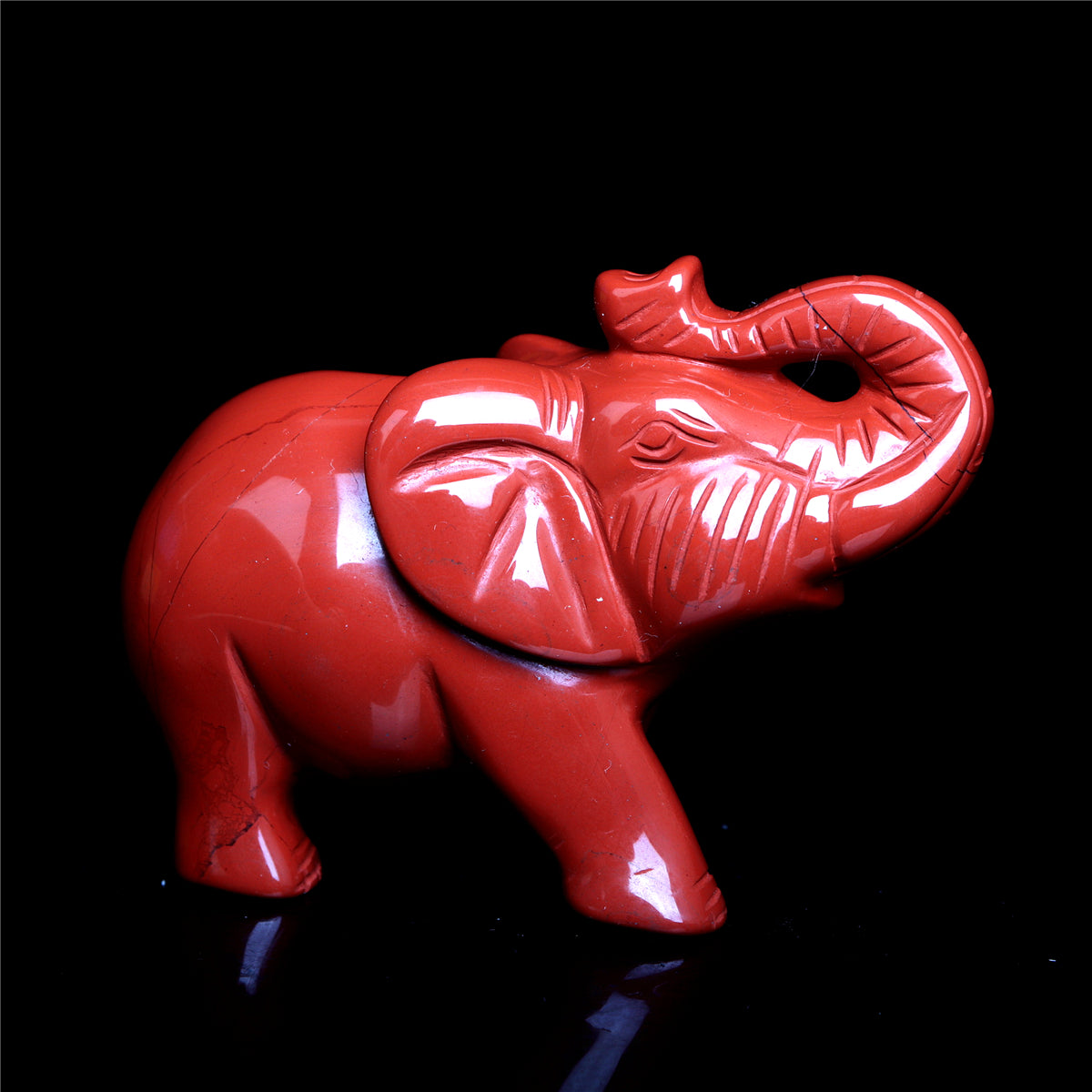3.5" Red Jasper Crystal Elephant Figurine Quartz Animal Carvings