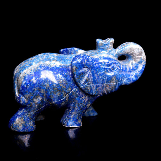 3.5" Lapis lazuli Crystal Elephant Figurine Quartz Animal Carvings