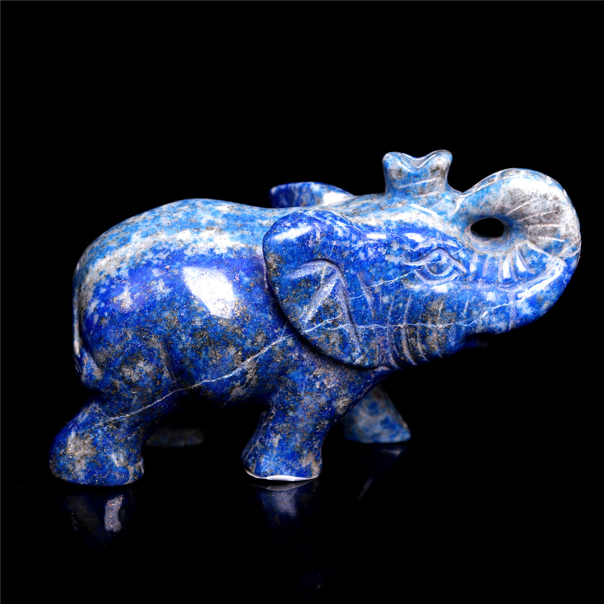 3.5" Lapis lazuli Crystal Elephant Figurine Quartz Animal Carvings