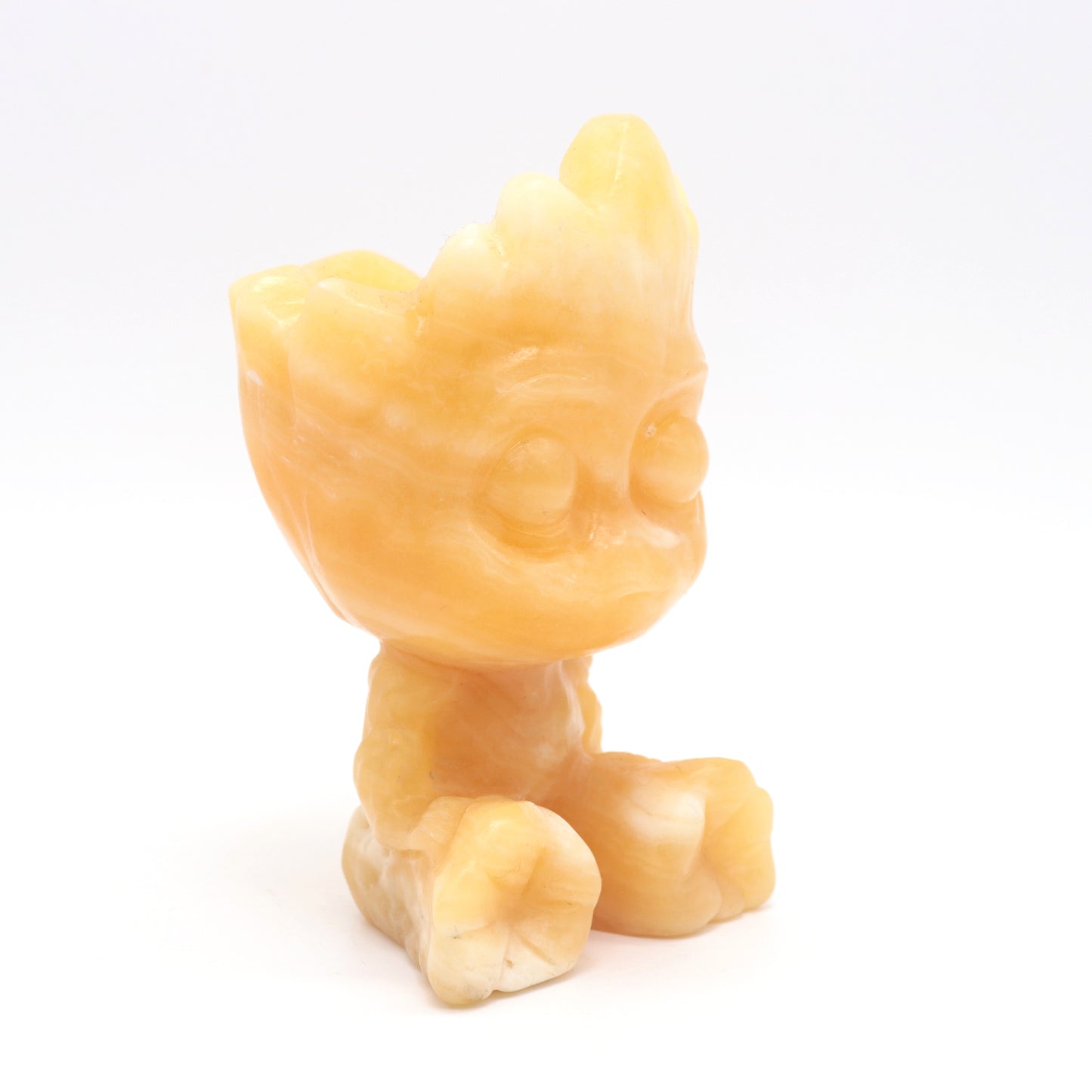 Carved Yellow Calcite Groot Crystal Healing Decorate Gift
