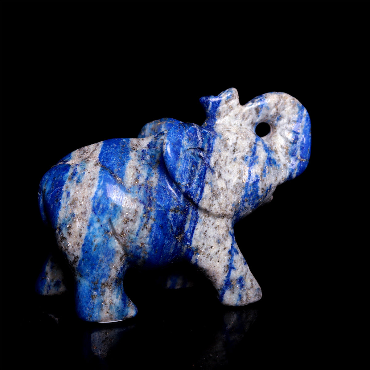 3" Lapis lazuli Crystal Elephant Figurine Quartz Animal Carvings
