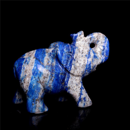 3" Lapis lazuli Crystal Elephant Figurine Quartz Animal Carvings
