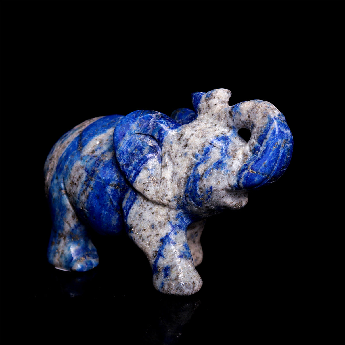 3" Lapis lazuli Crystal Elephant Figurine Quartz Animal Carvings