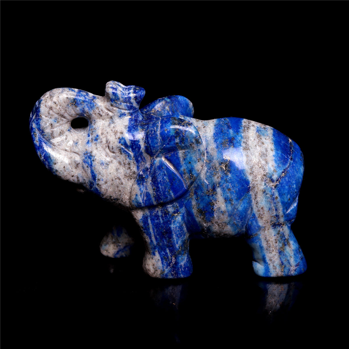3" Lapis lazuli Crystal Elephant Figurine Quartz Animal Carvings