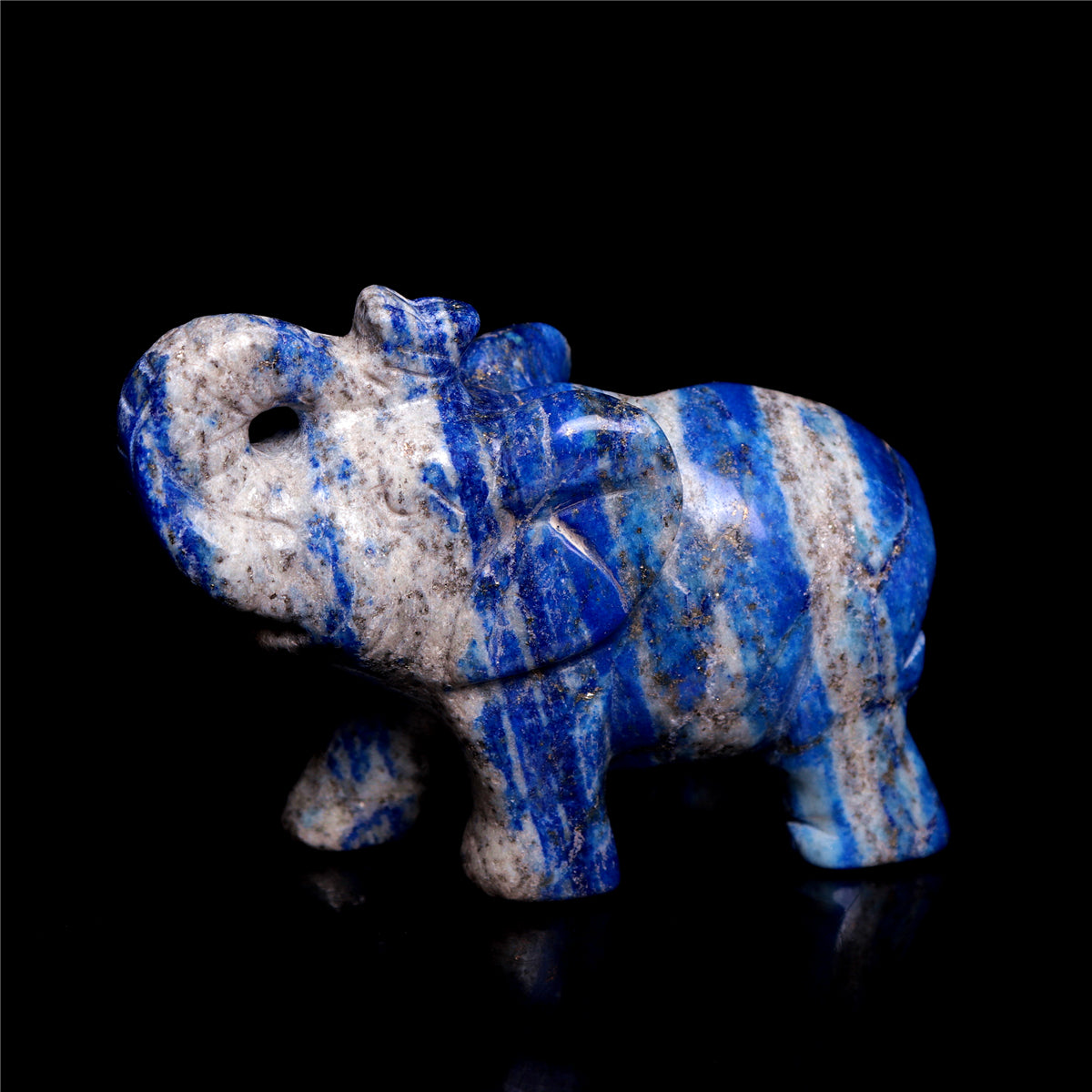 3" Lapis lazuli Crystal Elephant Figurine Quartz Animal Carvings