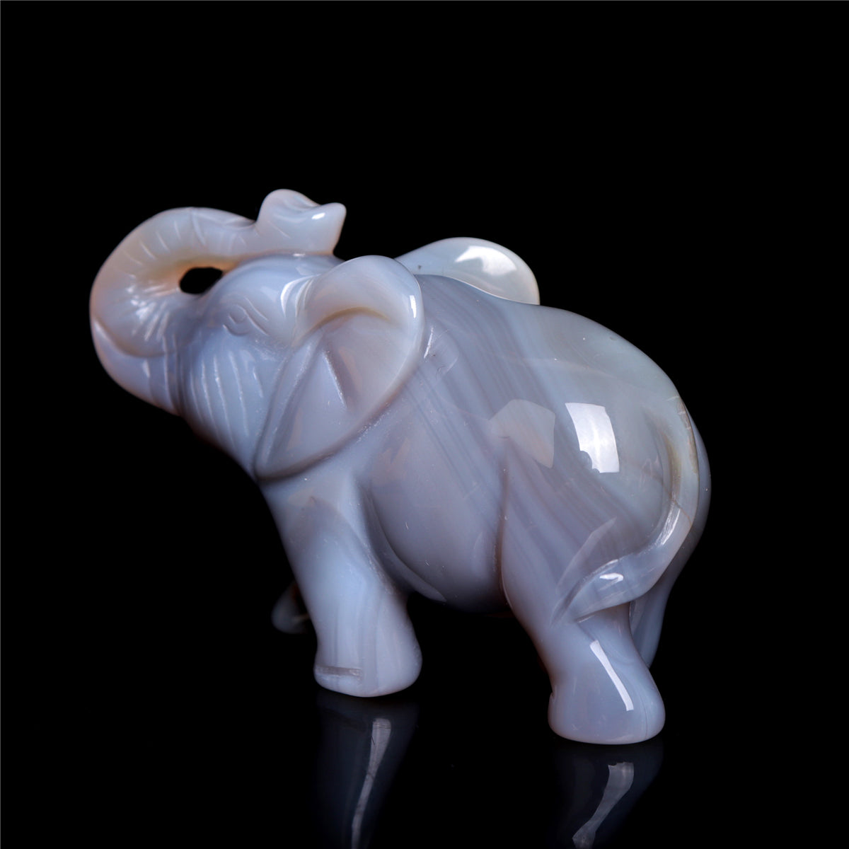 3" Druzy Agate Crystal Elephant Figurine Quartz Animal Carvings
