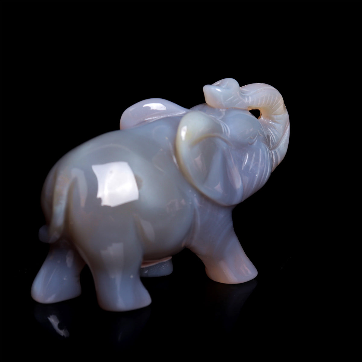 3" Druzy Agate Crystal Elephant Figurine Quartz Animal Carvings