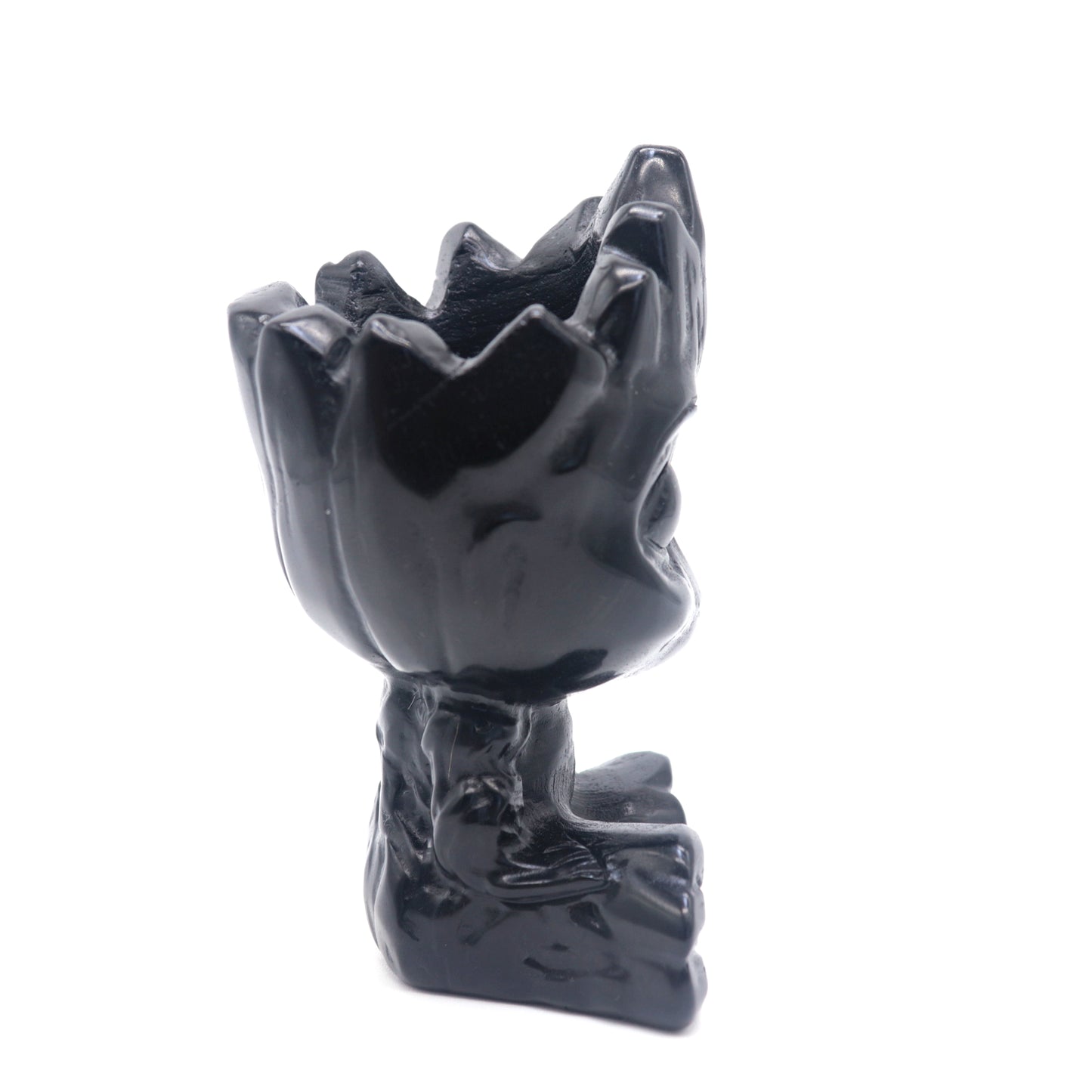 Carved Black Obsidian Crystal Groot Sculpture Healing Decorate Gift