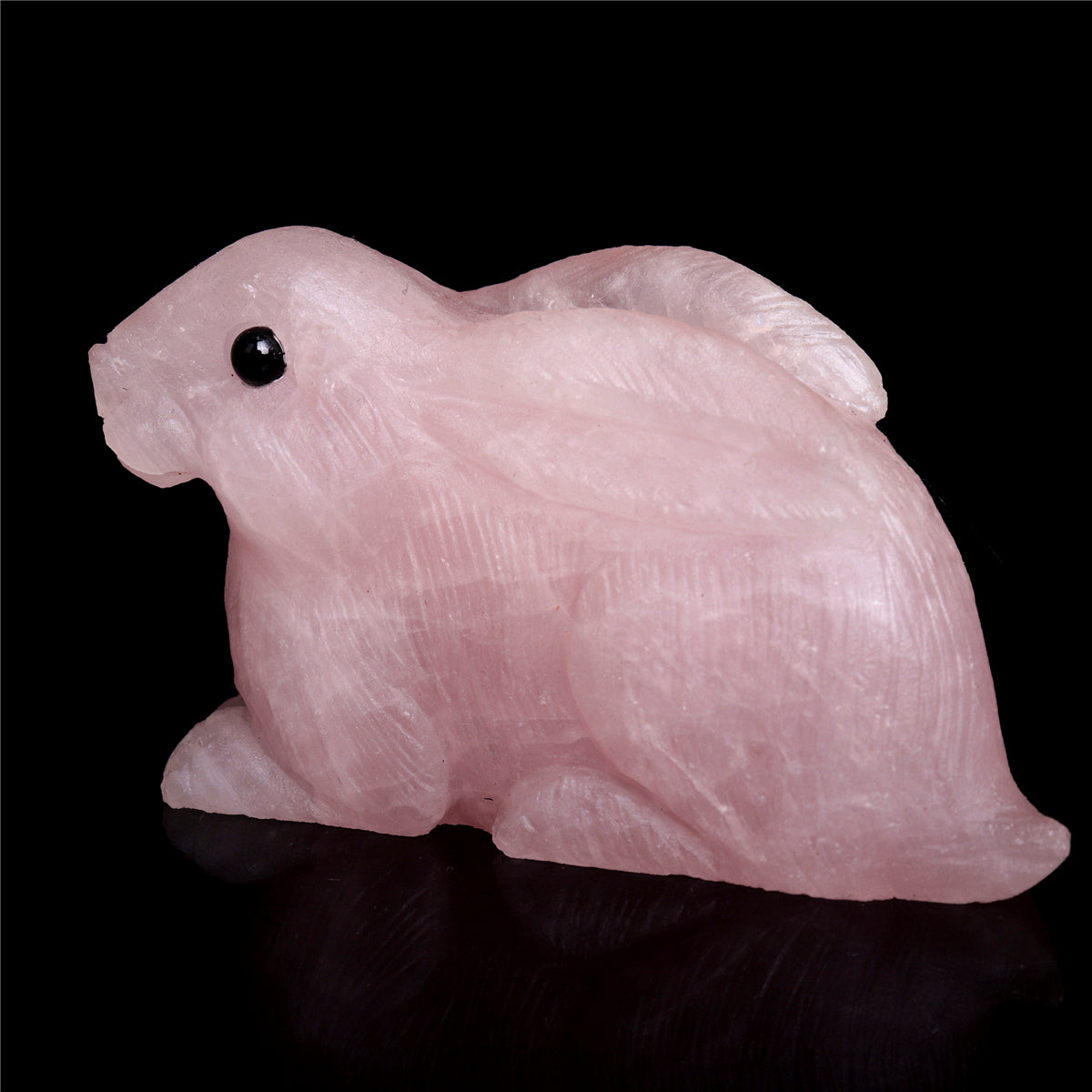 3" Rose Quartz Crystal Bunny Figurine Decor Gift