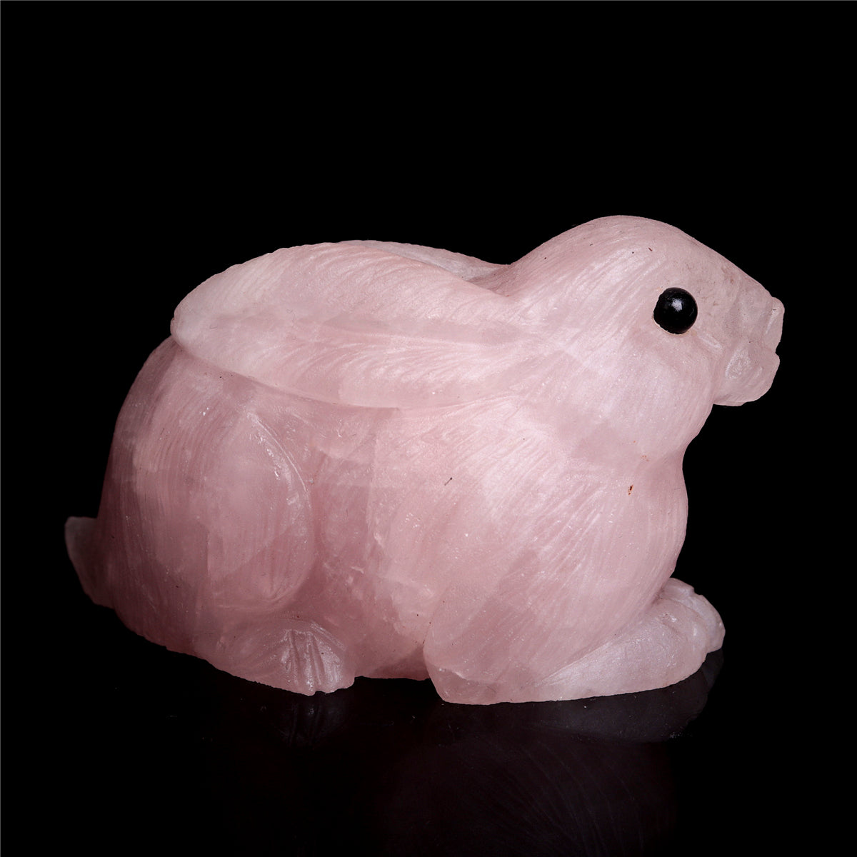 3" Rose Quartz Crystal Bunny Figurine Decor Gift