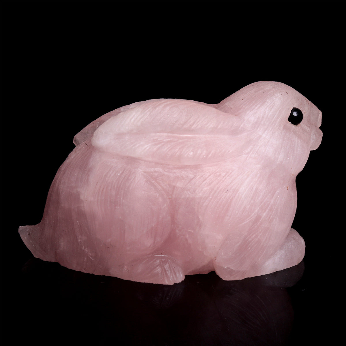 3" Rose Quartz Crystal Bunny Figurine Decor Gift