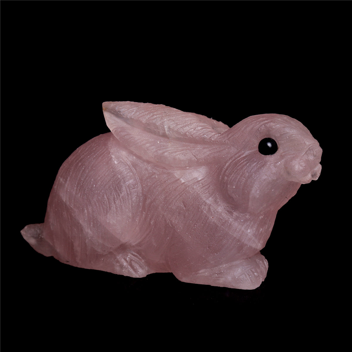 3" Rose Quartz Crystal Bunny Figurine Decor Gift